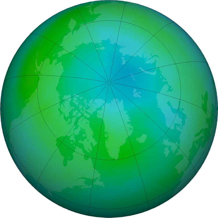 Arctic ozone map for September 2021
